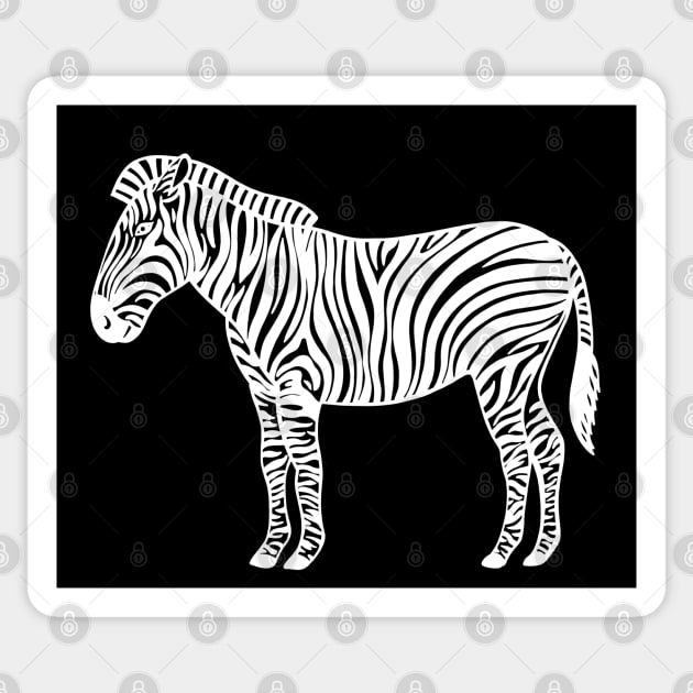 Zebra - cute detailed black and white animal design Sticker by Green Paladin